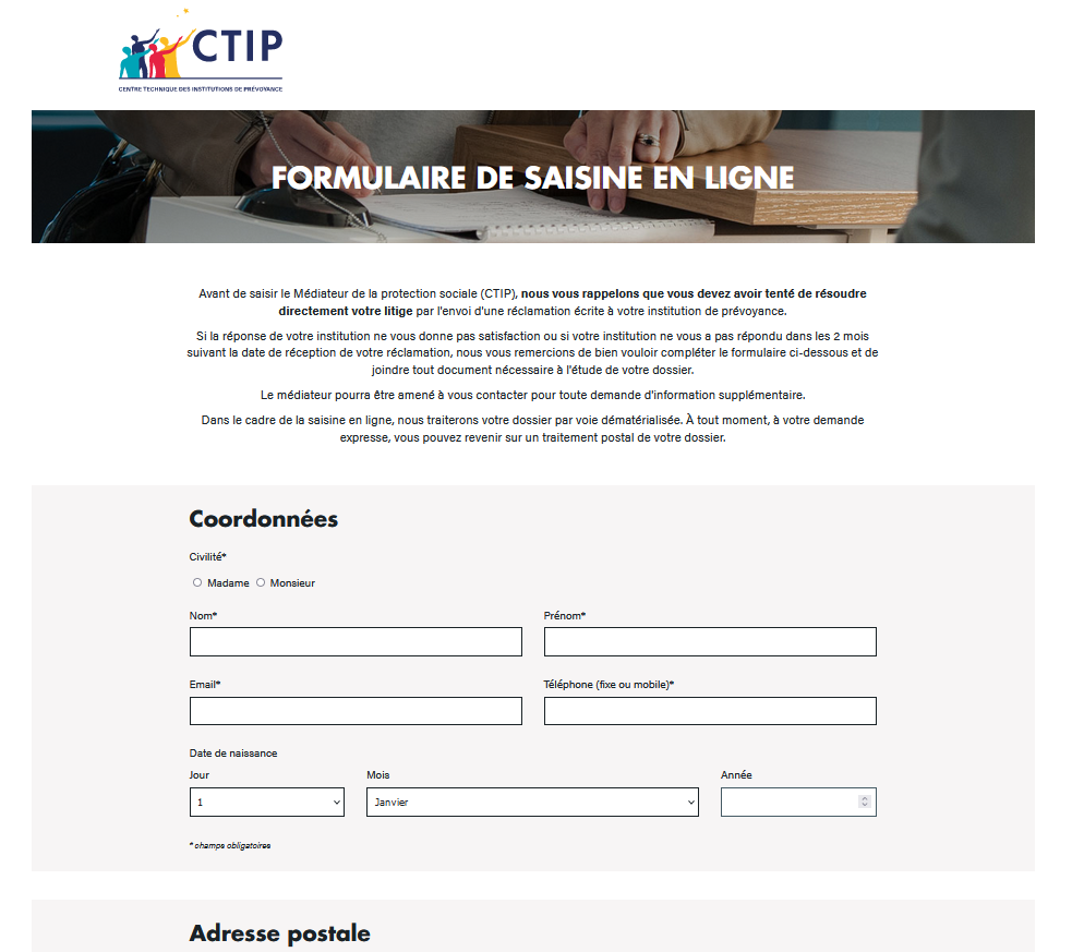 Saisine en ligne formulaire