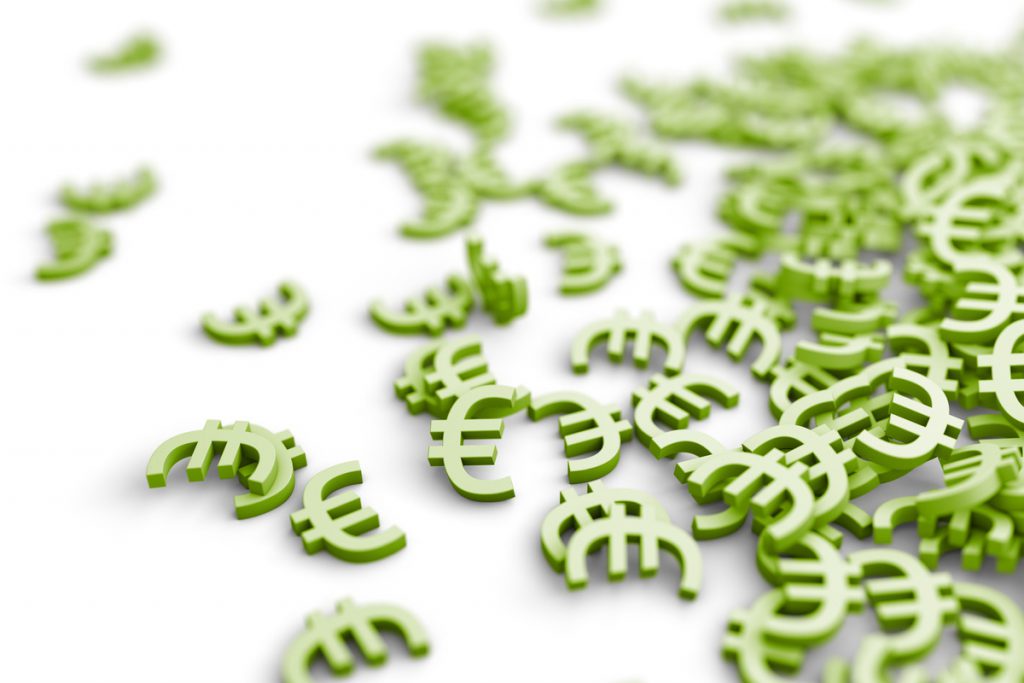 signes euros vert clair fond blanc
