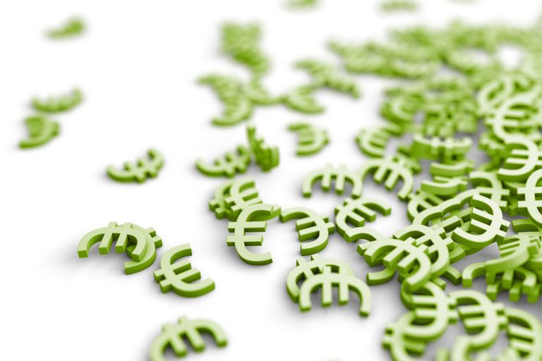 signes euros vert clair fond blanc