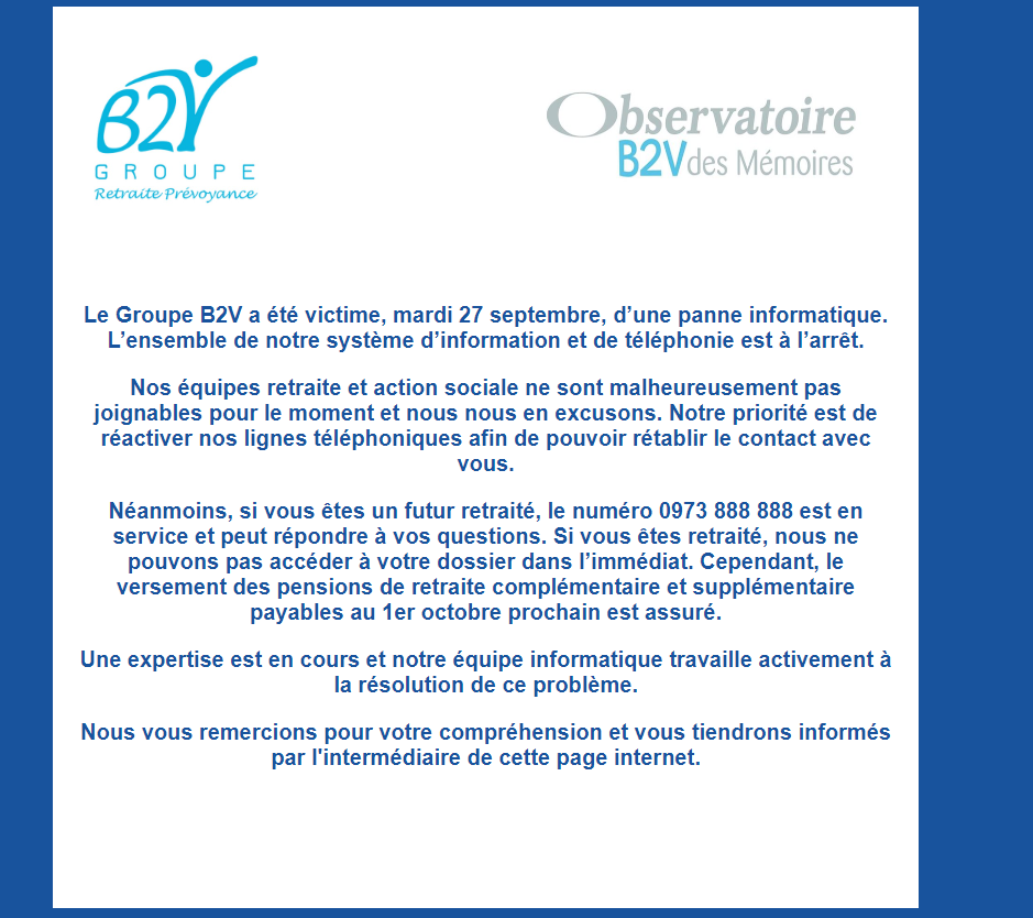 B2V Injoignable