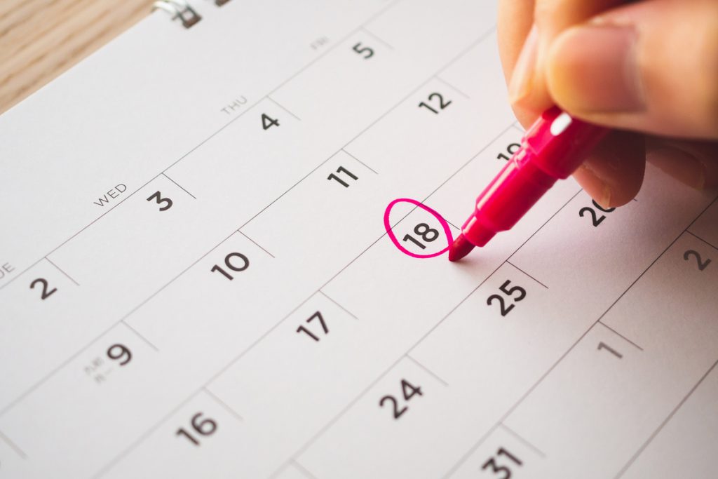 Calendrier retraite versement jour entouré