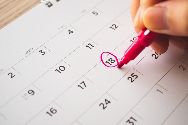 Calendrier retraite versement jour entouré