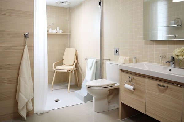Bathroom Adapted for People with Disabilities Safety Toilet for Elderly People Adapted Interior Design | Pension de reversion aides travaux seniors