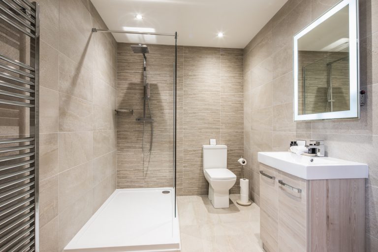 salle de bain moderne avec douche italienne toilette pour retraités handicapé